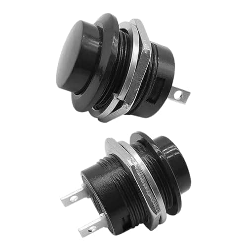 Image of 2pc Black Momentary Push Button Switches – 12v 5A for Screen Wash/Horn for Kit & Classic Cars