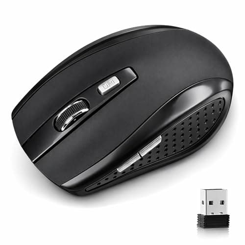 Image of Boulton Wireless Mouse with USB Receiver – Cordless Computer Mice 2.4GHz Portable Computer Mouse - Adjustable DPI, Side Buttons for Forward & Back - Battery Powered - Office Laptop Mouse (Black)