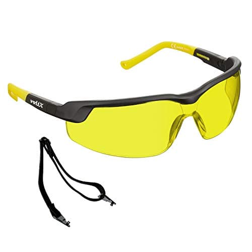 Image of voltX GT ADJUSTABLE Safety Glasses (YELLOW Lens), UKCA & CE EN166FT Certified, Anti fog coated, UV400 Lens, Scratch resistant, Tilt and length adjustable earstems