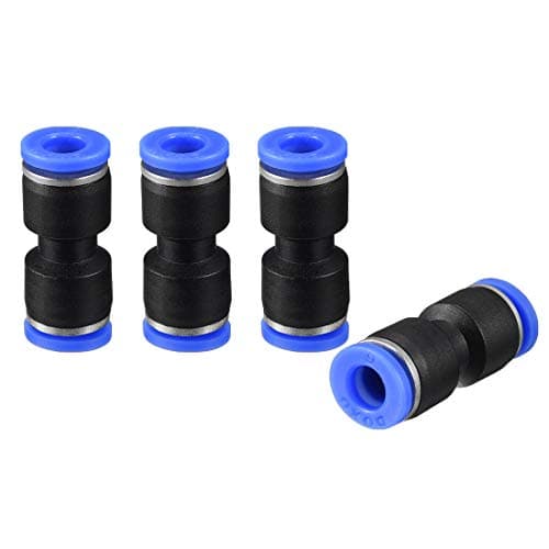 Image of sourcing map Plastic Straight Union Push to Connect Tube Fitting 6mm OD Push Fit Lock Blue 5pcs