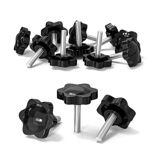 Image of 10 Pcs M6 Screws, M6 x 25mm Thread Star Knobs, Thumb Screws, Plastic Hex Shaped Clamping Knob Handle Hand Tightening Screw Knob for Umbrella Base Replacement