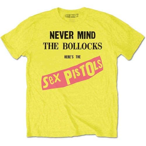 Image of Official Sex Pistols T Shirt Never Mind the B*llocks Album Unisex Yellow XXXXL