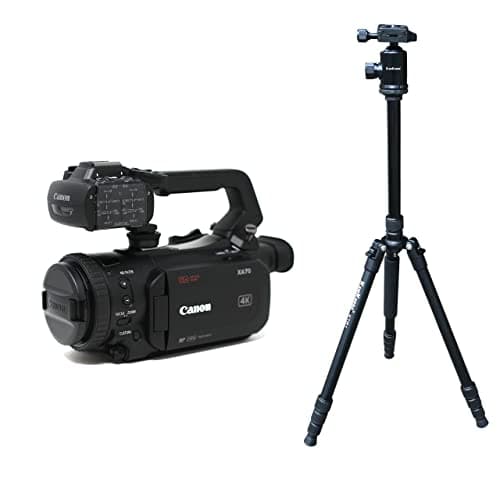 Image of KamKorda Camera Tripod + XA70 Professional UHD 4K Camcorder with Dual-Pixel Autofocus, 1" CMOS Sensor, DIG!C DV 6 Processor, Up to UHD 4K30 Video Recording + 2 Year Warranty
