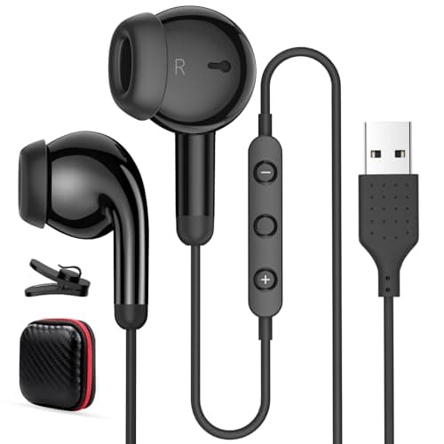 Image of AIAUXA USB Headset for PC Laptop,Wired USB Headphones with Microphone for Computer, In Ear Earphones Stereo Noise Cancelling Business Office PC Headsets for HP/Dell/Surface Laptops for Zoom Work,Black