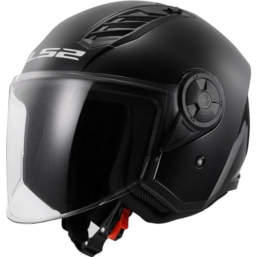 Image of LS2 Motorcycle Helmet - Open Face OF562 - Airflow LS2 Matt Black - L