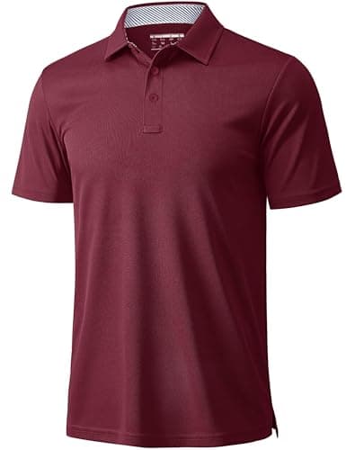 Image of MAGCOMSEN Golf Polo for Men Polyester Lightweight Quick Dry T-Shirt Breathable Summer Short Sleeve Shirts Wine Red,XL