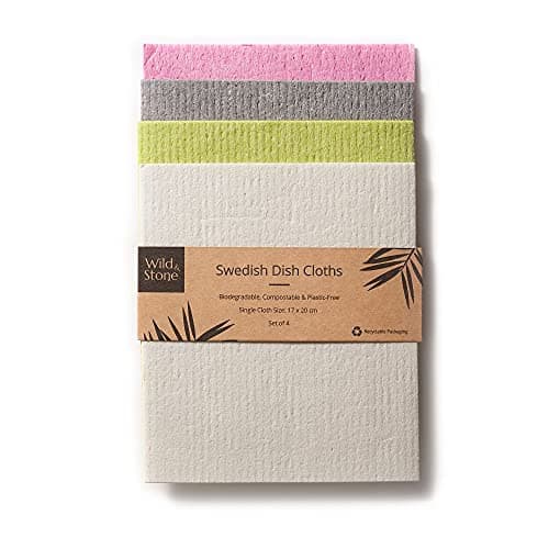 Image of Wild & Stone | Swedish Dishcloth | Eco-Friendly Sponge Cloth | Biodegradable Cleaning Cloths | Reusable Sponge | Kitchen Cloth | Eco Cleaning | Paper Towel Alternative (1 x 4-pack)