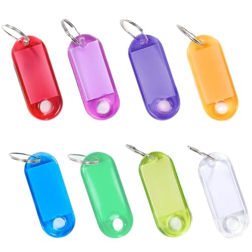 Image of Quesuc Durable Key Ring Key Clip with Visible Label 8 Writable Key Tags Assorted Colours
