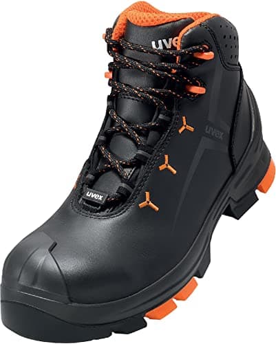Image of uvex 2 safety boots, S3 SRC ESD, leather work boots, black/orange, 8 UK