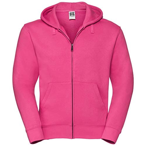 Image of Russell Mens Authentic Full Zip Hooded Sweatshirt / Hoodie (L) (Fuchsia)