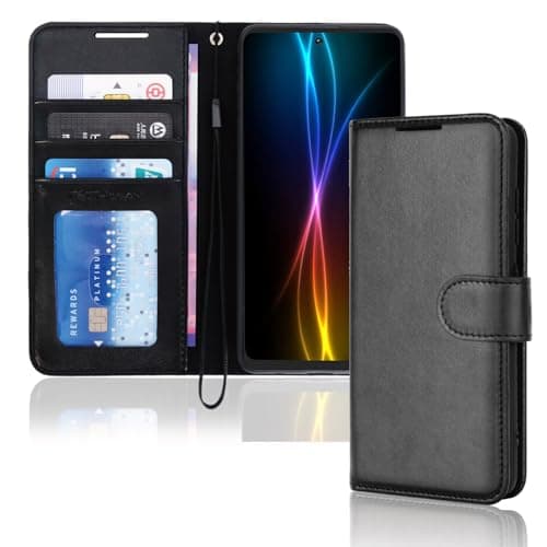 Image of TECHGEAR Galaxy S21 Leather Wallet Case, Flip Protective Case Cover with Wallet Card Holder, Stand and Wrist Strap - Black PU Leather with Magnetic Closure Designed For Samsung Galaxy S21 / S21 5G