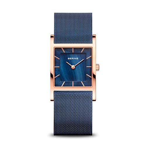 Image of BERING Women's Quartz Watch, 26 mm Rose-Gold Stainless-Steel Case and Blue Dial, Milanese Strap, Sapphire Crystal, 5 ATM, 10426-367-S