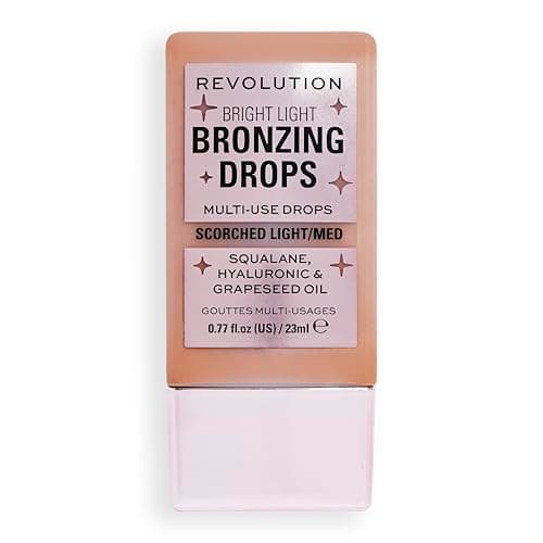 Image of Makeup Revolution, Bright Light Bronzing Drops with Hyaluronic Acid, Sun-Kissed Finish, Bronze Scorched, 23ml