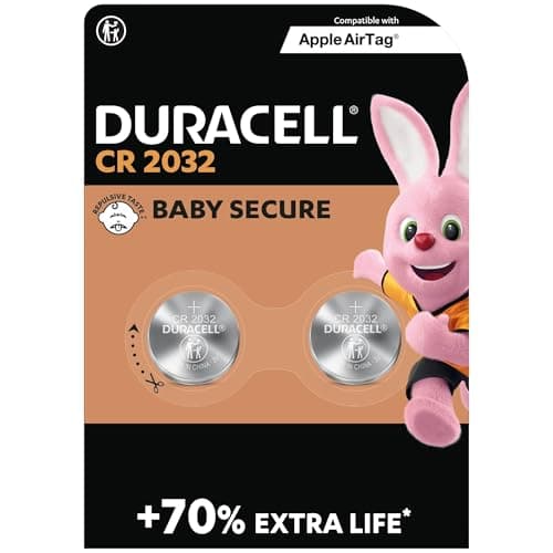 Image of Duracell CR2032 Lithium Coin Batteries 3V (2 Pack) - Up to 70% Extra Life* - Baby Secure Technology – Recommended for use in Apple AirTag - Use in Key Fobs, Home Devices, Fitness, Medical Accessories