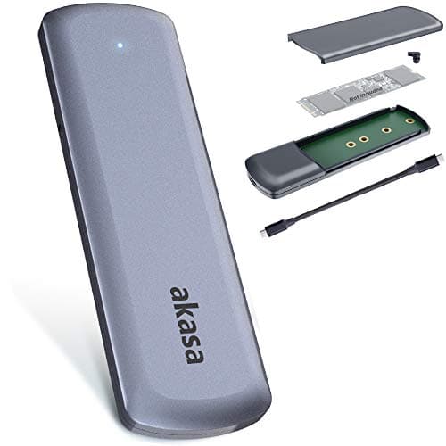 Image of Akasa Portable M.2 SATA / NVMe SSD to USB 3.2 Gen 2 Aluminium Enclosure | Tool-Free SSD External Enclosure | 10Gbps Transfer Rate | Tech for Techs Recommended | Space Grey | AK-ENU3M2-05