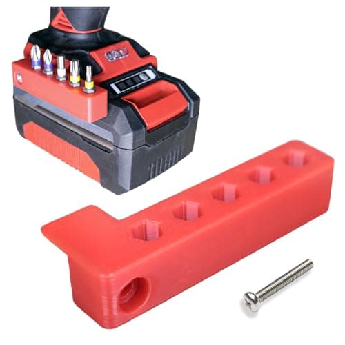 Image of Decoralin Magnetic Bit Holder Compatible with Einhell Impact & Combi Drills – Holds 5 Bits, Easy Installation with Included Screw – Red Accessory Attachment (Right Side)
