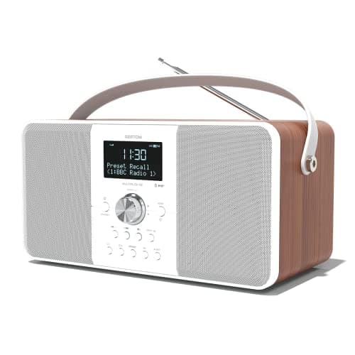 Image of DAB/DAB+ & FM Digital Radio | Bluetooth | USB Device Charging | Rechargeable Battery | Dual Alarms & Sleep Timer | Perfect for Home, Office or Outdoors | AZATOM Multiplex D2 (Walnut)