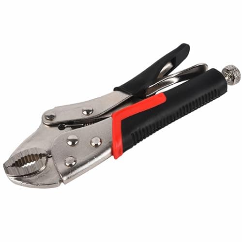 Image of Locking Pliers Mole Grips Heavy Duty Adjustable C Type Curved Jaw Self Lock Pliers for Electrical Pipeline Automobile Maintenance Black red (5" 125mm)