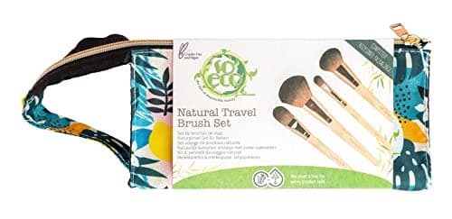 Image of So Eco Natural Travel Makeup Brush Set – Set of 4 Vegan & Cruelty-Free Cosmetic Brushes for Face & Eyes with Travel Pouch, Ideal for Liquid, Cream & Powder Products