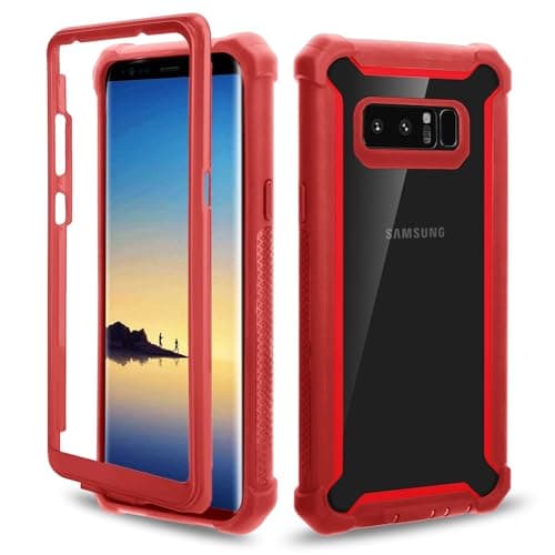Image of Asuwish Phone Case for Samsung Galaxy Note 8 Cover Rugged Shockproof Hard Drop Proof Full Body Protective Heavy Duty Hybrid Mobile Dual Layer Cell Accessories Note8 Not S8 Gaxaly Women Men Red