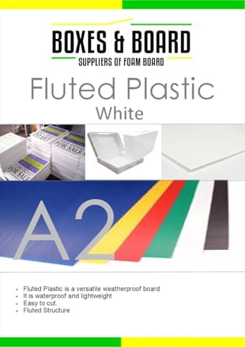 Image of A2 White Fluted Plastic Sheets – 20 Pack (10 + 10 Free) – Lightweight Rigid Display Boards – Weatherproof Fluted Polypropylene Signage Panels for Indoor & Outdoor Use, Crafts, and Exhibitions