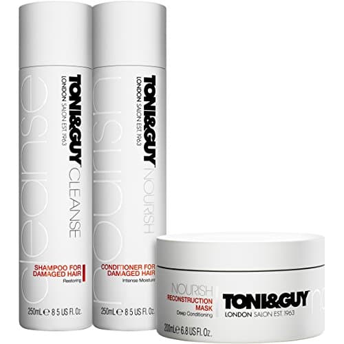 Image of TONI&GUY Nourish & Repair Shampoo, Conditioner and Reconstructin Mask Trio