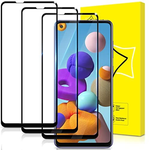 Image of GiiYoon-2 PACK Screen Protector for Samsung Galaxy A21s Tempered Glass [HD Full Coverage] [Easy Installation] [Round Edge] [Scratch Resistant] [9H Hardness] Screen Cover Film
