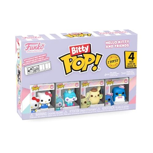 Image of Funko Bitty POP! 4 Pack: Hello Kitty and Friends - Hello Kitty (Classic), Cinnamoroll (Unicorn), Pompompurin, Mystery Mini Figure - 1 in 6 chance of receiving the rare Chase variant - Styles may vary