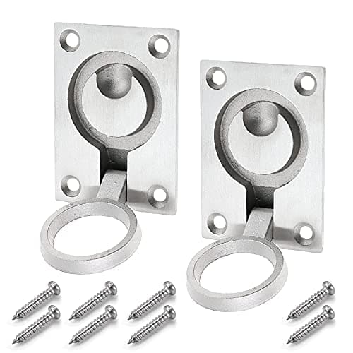 Image of Mesee 2 Packs Flush Ring Pull Handle with Mount Screws 63 x 45mm Stainless Steel Hidden Marine Hatch Locker Cabinet Drawer Pull Handles Boat Yacht Door Lift Ring Pulls Hardware Accessories