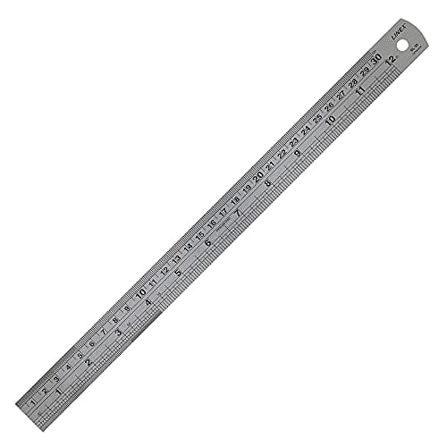 Image of Linex Ruler 30cm – Stainless Steel with Metric & Imperial Markings, Conversion Table, Hanging Hole