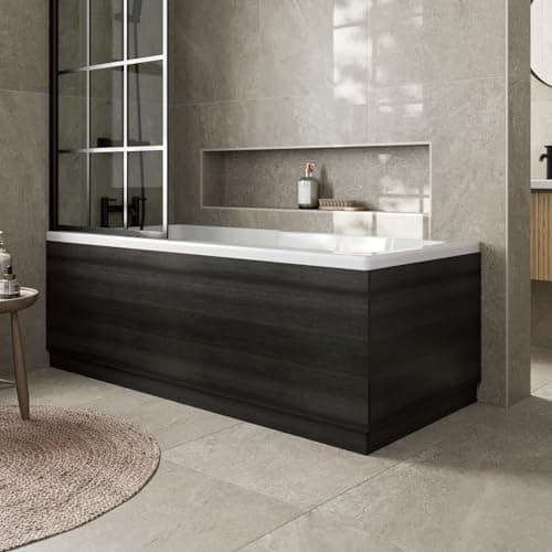 Image of Baystone Modern 1700mm Front Side Panel & 700mm End MFC Bath Panel 16mm Wooden Panels for Bathroom Baths Soaking Tubs, Adjustable Plinth, Easy to Cut, Charcoal Grey