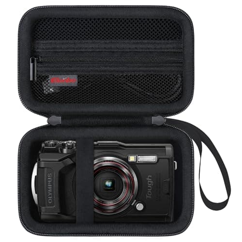 Image of Elonbo Carrying Case for OM System Tough TG-7 Digital Camera/OM System Olympu TG-6 Underwater Camera, Rugged Waterproof Shockproof WiFi 4K Video Storage Cover Travel Bag, Black