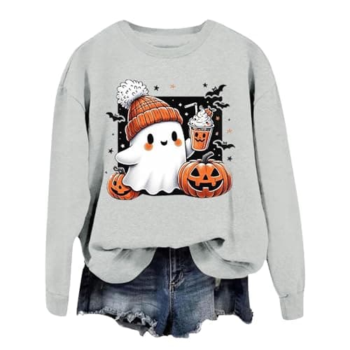 Image of Generisch Women's Christmas Jumper Women's Sweatshirt Oversized Sweatshirt Crew Neck Long Sleeve Pullover, Light grey, XL