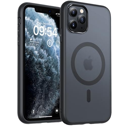 Image of TOCOL Magnetic for iPhone 11 Pro Max Case 6.5-Inch, Fit for MagSafe, [14FT Military Grade Drop Tested], Shockproof Slim Anti-Fingerprint Translucent Matte Back Protective Phone Cover (Black)