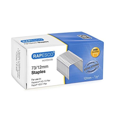 Image of Rapesco 1261 Type 73/12 mm Galvanised Heavy Duty Staples, Pack of 2000