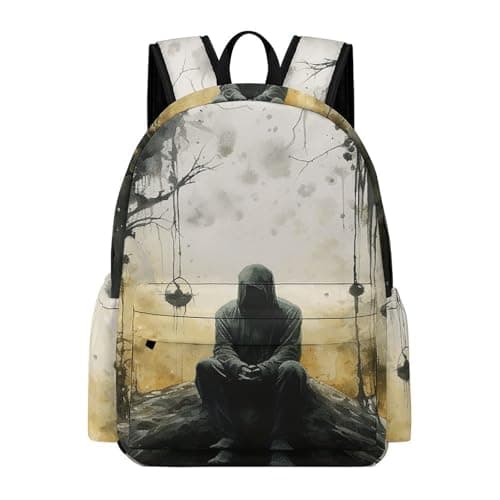 Image of LMNGH Backpack for Men Women Daypack Waterproof With The Moon Computer Bag Business Work Bag for Travel, Man Under Moon Shadow, 42x30x15cm, Travel Backpacks