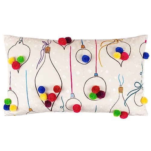 Image of Heya Home Festive-Val Baubles Polyester Cushion,Multicolour,30 x 50cm