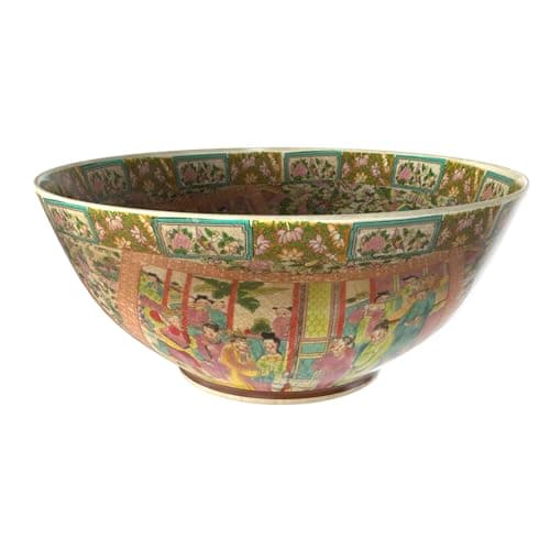 Image of Red Lantern Oriental Furniture 14" Rose Medallion Porcelain Bowl, Large, Multicolor