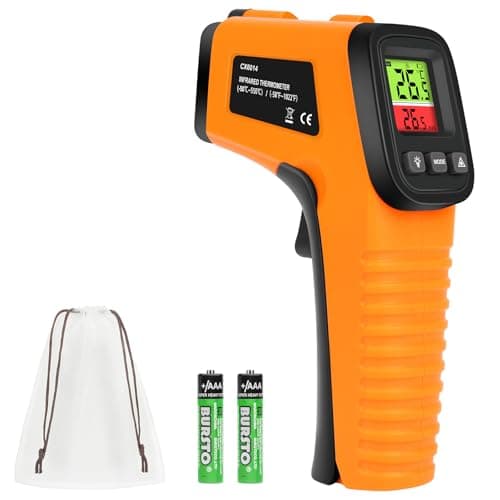 Image of HOTUT Infrared Thermometer -50°C ~ 550°C (-58°F ~ 1022°F), Non-Contact Laser Thermometer Gun LCD Backlit Digital Display Adjustable Emissivity, for Cooking, Pizza, Oven, Refrigerator (Not for Human)