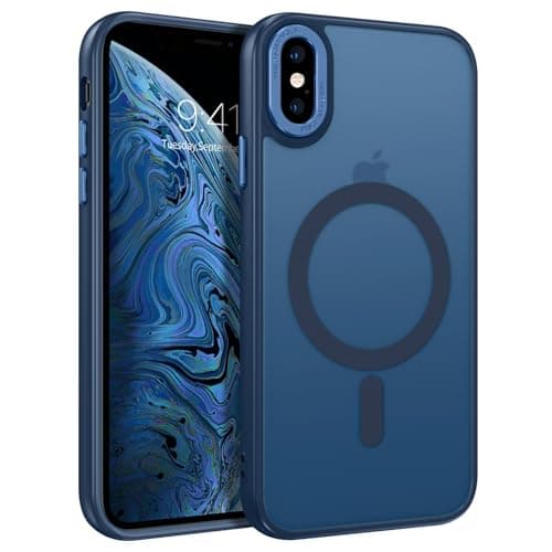 Image of BENTOBEN for iPhone XS Max Case Magnetic [Compatible with MagSafe],Translucent Matte Anti-yellow Slim Soft TPU Military Grade Shockproof Women Men Protective Phone Cover for iPhone XS Max, Deep Blue