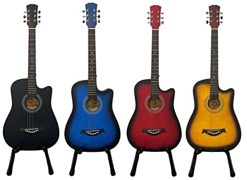 Image of 38 Inch Full Size Acoustic Guitar Classical Cutaway Design Hardwood Finish & Steel Strings with Bag (Black)