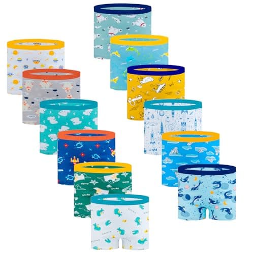 Image of Cogindss Xmrlvn Boys Boxer Shorts Boy Underwear Cotton,7-9 Years,12 Pack,Multicolor,Size:XL