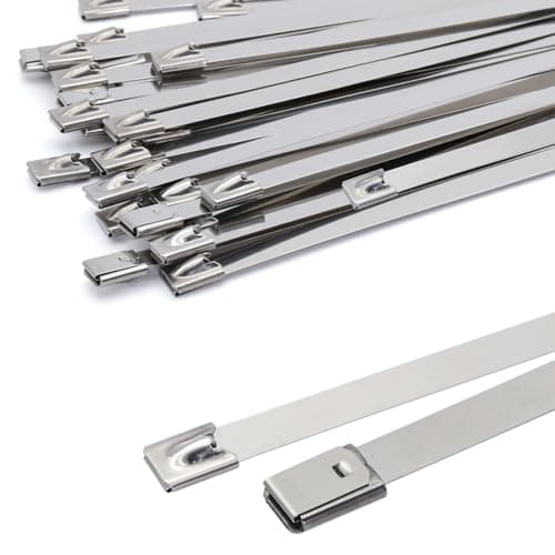 Image of Metal Zip Ties 0.3 * 12" (7.9 x 300mm), MgcTolBox Stainless Steel Cable Ties, Silver Zip Ties Heavy Duty - Self-Locking-Tensile Strength 265LB (120kg) 30pcs