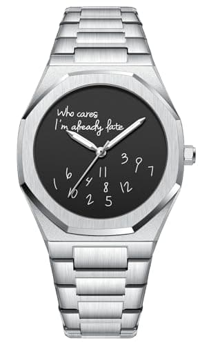 Image of FANMIS Fashion Men’s Analog Stainless Steel Wristwatch Minimalist Octagon Bezel with Humorous Dial - Waterproof Business Dress Casual Watch for Men, Silver Black