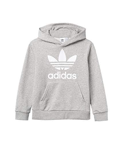 Image of adidas Originals unisex-youth Trefoil Hoodie Medium Grey Heather/White Medium