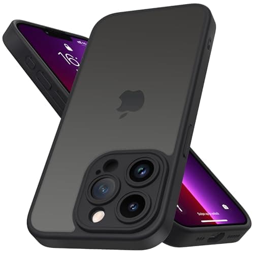 Image of Mootobo for iPhone 12 Pro Max Case with Camera Lens Full Cover Protection, 10FT Military Grade Drop Protection Phone Case with Anti-Fingerprint Matte Back 6.7 inch - Black