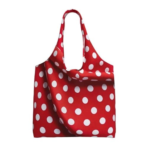 Image of LNNIUK red white polka dot print Tote Bag for Women Canvas Shoulder Handbags Cute Large Purse Casual Hobo Handbag Big Capacity, Black, One Size