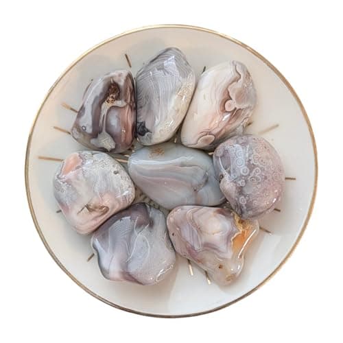 Image of 1x Pink Botswana Agate Tumblestone 25-35mm, Pink Banded Agate, Courage Crystal, Strength Gemstone, Genuine Crystals, Ethically Sourced Crystals, UK Crystal Shop