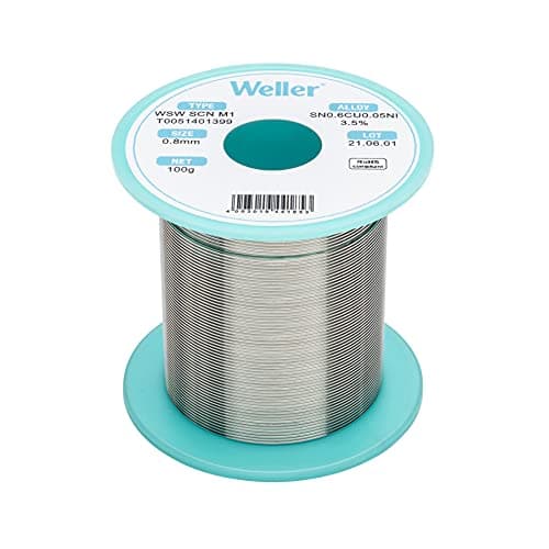 Image of Weller WSW SCN M1 (T0051401399) Lead Free Solder Wire, Ø 0.8mm, Alloy Sn99.3Cu0.6Ni0.05, Flux Content 3.5%, 100g