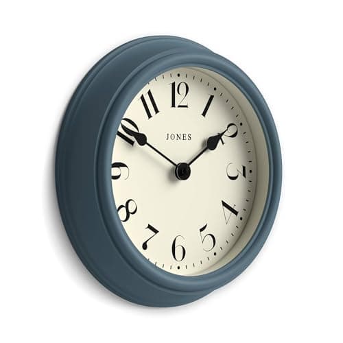 Image of Jones Clocks® Frieze wall clock | Small elegant classic round clock | 23cm | Old boat blue | Pretty design ideal for the kitchen, living room, bedroom, large or small spaces